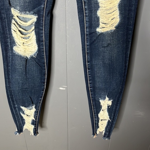 America Eagle Super Hi-Rise Dark blue Ripped Jegging Size 2 Reg - Picture 7 of 8